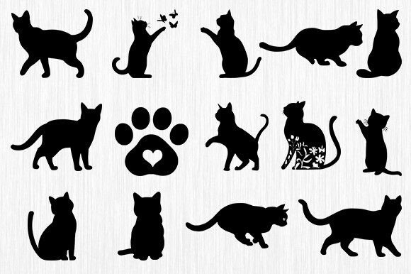 20 Cat Silhouette Bundle,Cat Face Svg Review