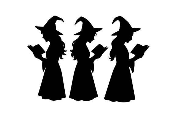 3 Halloween Witch Reading Books Embroidery Design Review