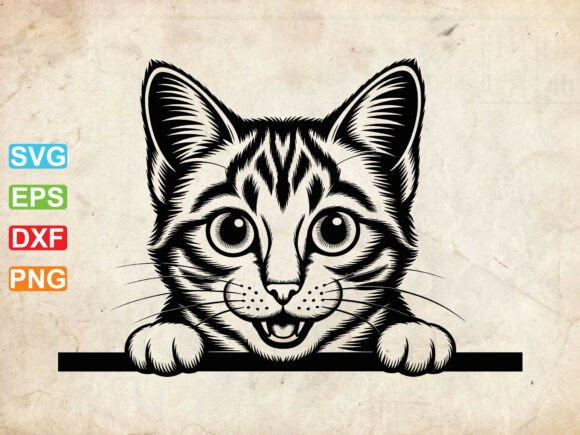Cat Face Peeking Svg, Kitten Clipart Review