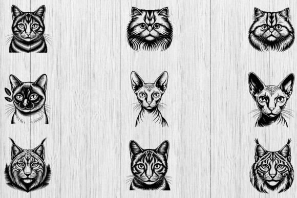 Cat Head Svg Bundle for Embroidery Projects