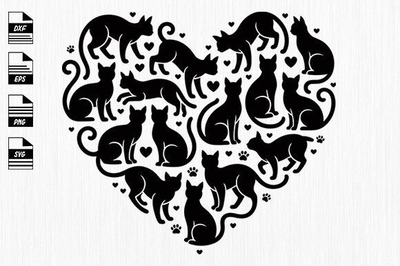 Cat Heart Svg for Embroidery Projects