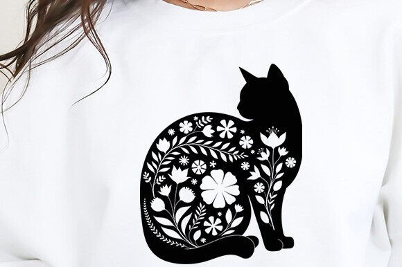 Cat with Flower Svg Cat Unisex Funny Cat Review