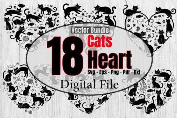 Cats Heart Svg Bundle: Cute Cat Lover Embroidery