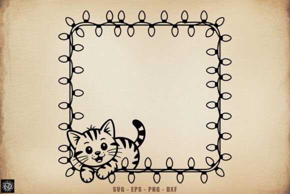 Cute Christmas Lights Kitten Frame SVG Review