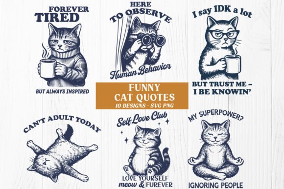Funny Cat Quotes SVG PNG Cute Designs Review