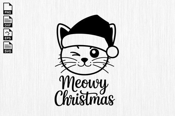 Meowy Christmas SVG for Embroidery Projects
