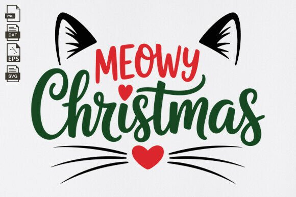 Meowy Christmas SVG for Embroidery Projects
