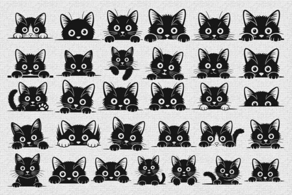 Peeking Cat Face SVG Bundle Cat Head SVG