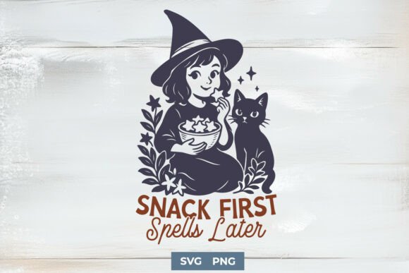 Snack First Spells Later SVG, Cute Witch