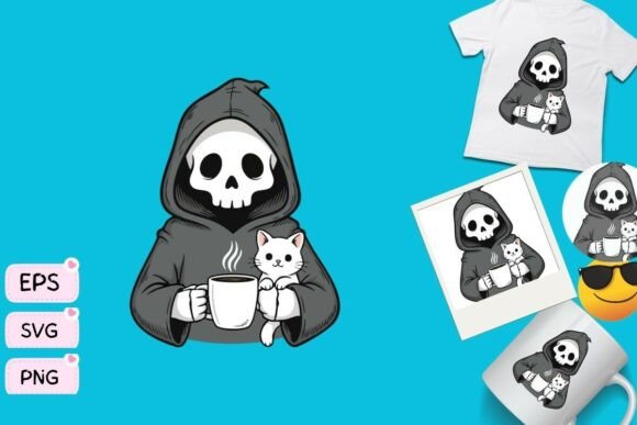 Spooky but Cute Grim Reaper with Cat Embroidery Review